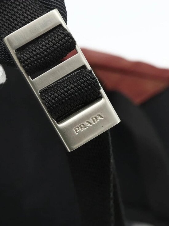 PRADA Backpack Nylon Red Silver Auth 176229 main image 14